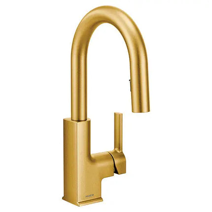 Moen STO Brushed Gold One-Handle High Arc Pulldown Kitchen Faucet S62308BG - Plumbing Market