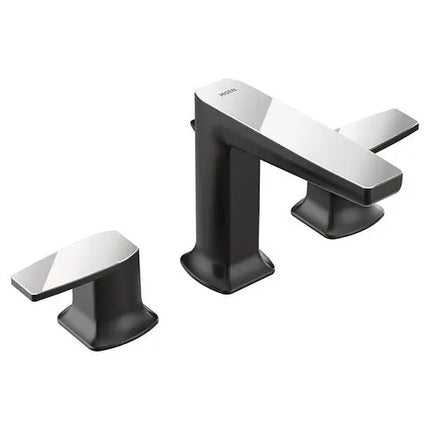 Moen Via Matte Black/Chrome Two-Handle Bathroom Faucet TS8002BLC - Plumbing Market
