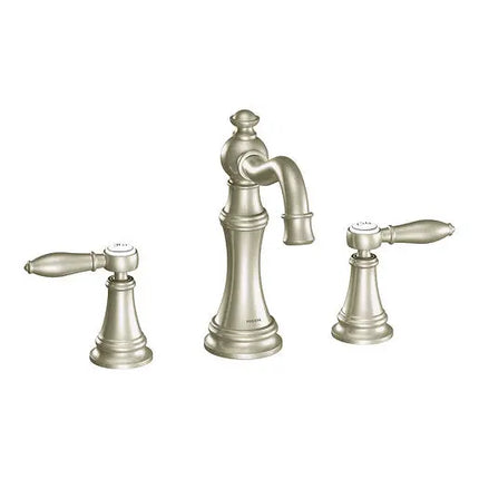 Moen Weymouth Brushed Nickel Two-Handle High Arc Bathroom Faucet TS42108BN - Plumbing Market