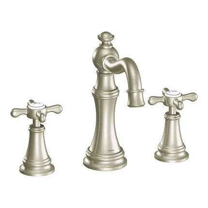 Moen Weymouth Brushed Nickel Two-Handle High Arc Bathroom Faucet TS42114BN - Plumbing Market