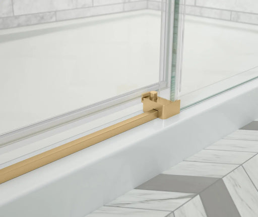 Odyssey SC 60" x 32" x 78" 8mm Sliding Shower Door for Corner Installation with Clear glass in Brushed Gold - Plumbing Market