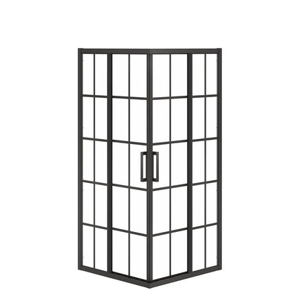 Radia Square 32 x 32 x 71 ½ in. 6 mm Sliding Shower Door for Corner Installation with French Glass in Matte Black - Plumbing Market