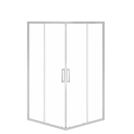 Radia Square 42 x 42 x 71 ½ in. 6 mm Sliding Shower Door for Corner Installation with Clear Glass in Chrome - Plumbing Market