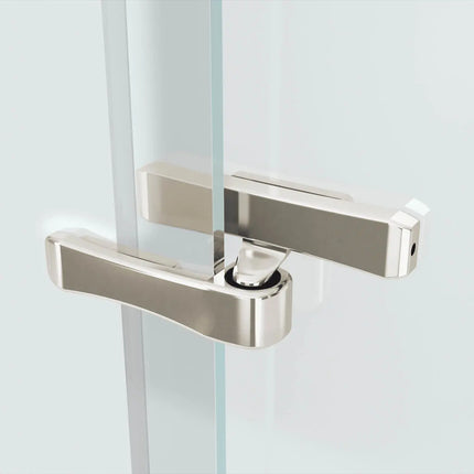 Reveal 71 56-59 x 71 ½ in. 8mm Pivot Shower Door for Alcove Installation with Clear glass in Brushed Nickel - Plumbing Market