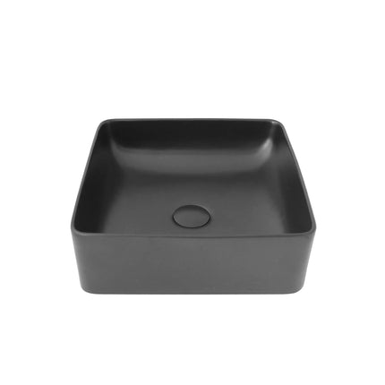 STYLISH 14 inch Black Square Ceramic Vessel Bathroom Sink P-226N - Plumbing Market