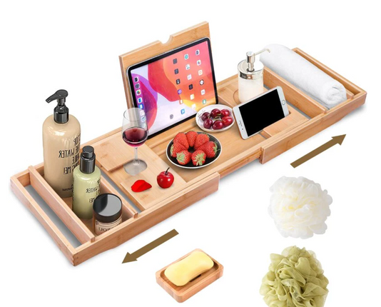 Bathtub Wood Caddy - BTWT-WOOD/GREY/WHITE Kodaen