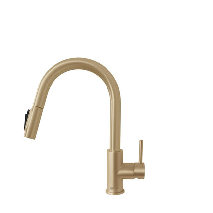 Stylish Modena Single Handle Brushed Gold Pull Down Kitchen Faucet with Reversible Osmosis - Plumbing Market