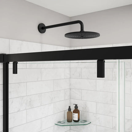 Uptown 44-47 x 76 in. 8 mm Sliding Shower Door for Alcove Installation with Clear glass in Matte Black - Plumbing Market