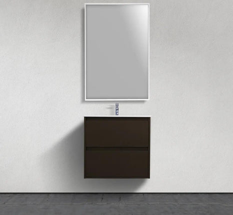 Veneto 24" Wall-Mounted Wood Veneer Vanity With Solid Surface Basin - Plumbing Market