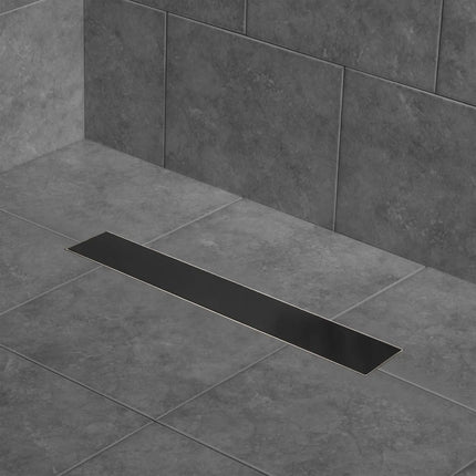 Zitta Linear matte black grate 24" reversible, solid or to tile, for shower, Zitta collection AD2404CLB17 - Plumbing Market