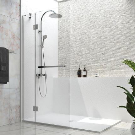 Zitta Shower Screen Vetra Alcove installation, 40" x 00", Hinged, chrome frame and clear glass, Zitta collection DVT4000DSTA21 - Plumbing Market