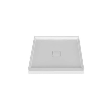 Zitta Shower base 32 x 32, glossy white, in acrylic, alcove, central deco cover, Zitta collection B3232NCACC1 - Plumbing Market