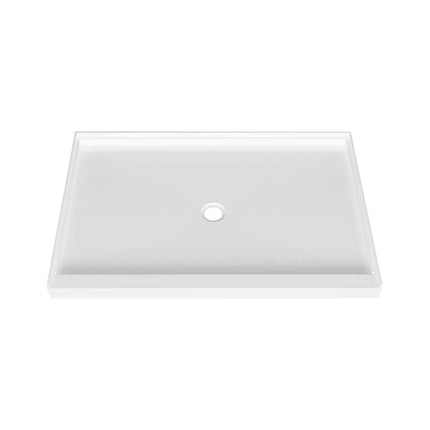Zitta Shower base 48 x 32, glossy white, in acrylic, alcove, central regular drain, Zitta collection B4832LREAC1 - Plumbing Market