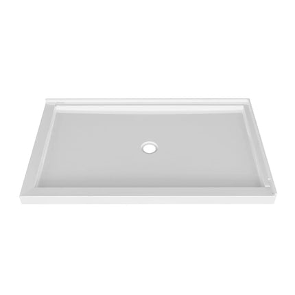 Zitta Shower base 48 x 32, glossy white, in acrylic, wall on the right side, central regular drain, Zitta collection B4832LRERC1 - Plumbing Market