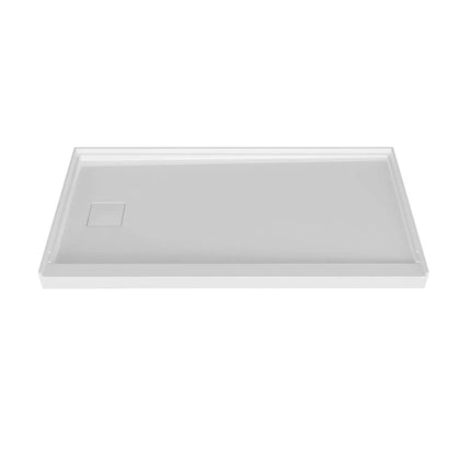 Zitta Shower base 60 x 32, glossy white, in acrylic, alcove, left side deco cover, Zitta collection B6032NREAL1 - Plumbing Market