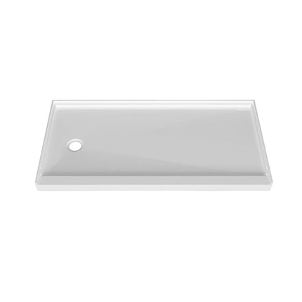 Zitta Shower base 60 x 32, glossy white, in acrylic, alcove, left side regular drain, Zitta collection B6032LREAL1 - Plumbing Market