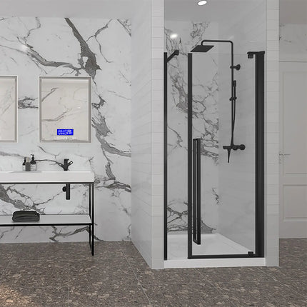 Zitta Shower door Amaly in alcove rectangular offset door, 42", Pivoting, matte black frame and clear glass, Zitta collection DAA4200ASTA71 - Plumbing Market