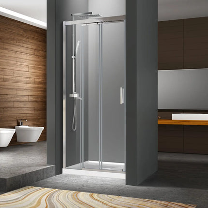 Zitta Shower door Caldara in alcove, 36", Sliding, chrome frame and clear glass, Zitta collection DCL3600ASTC21 - Plumbing Market