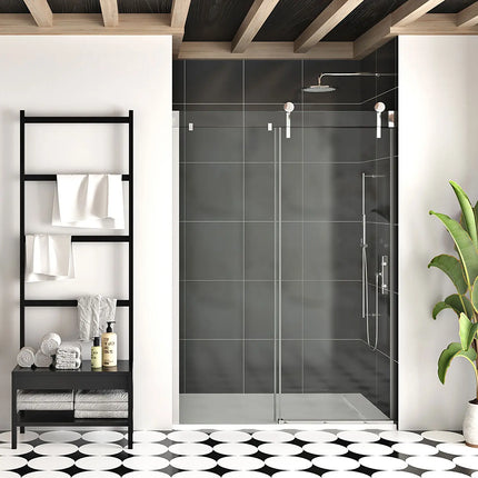 Zitta Shower door Infinite in alcove, 60", Sliding, chrome frame and clear glass, Zitta collection DIF6000ASTC21 - Plumbing Market