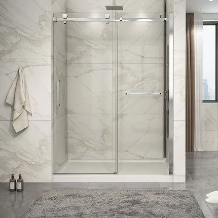 Zitta Shower door Piazza 2.0 in alcove, 60", towel bar inlcuded, sliding door, chrome frame and clear glass, Zitta collection DP26000ASTC21 - Plumbing Market