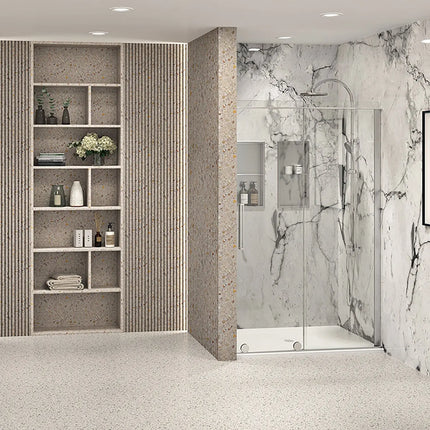 Zitta Shower door Slim Alcove, 48", Rolling, chrome frame and clear glass, Zitta collection DSI4800ASTC21 - Plumbing Market