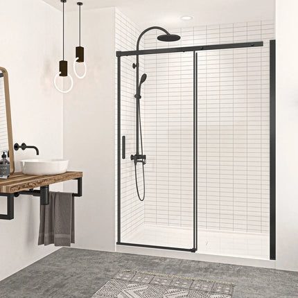 Zitta Shower door Vague in alcove, 60", Sliding, matte black frame and clear glass, Zitta collection DVG6000ASTC71 - Plumbing Market