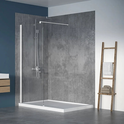 Zitta Shower screen Walk-in alcove installation, 36", Fixed, matte white frame and clear glass, Zitta collection DWL3600DSTX11 - Plumbing Market