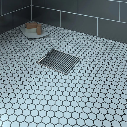 Zitta Square stainless steel grate 8" x 8" linear pattern, for shower, Zitta collection AD0808CLC16 - Plumbing Market