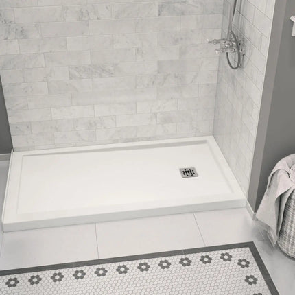 Zone Square 60 x 32 Acrylic Alcove or Corner Shower Base in White with Right-Hand Drain - Plumbing Market