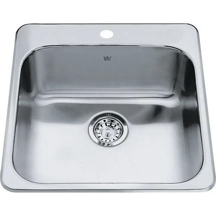 Kindred 20" x 20.5" Steel Queen Single Hole Single Bowl Drop-in Sink Stainless Steel QSL2020-8-1 Kindred