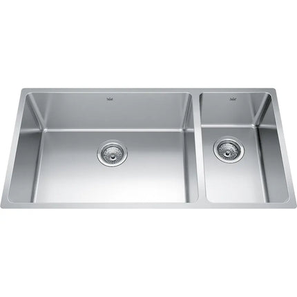 Kindred Brookmore 35.56" x 18.12" Undermount Double Bowl 18 Gauge Stainless Steel Kitchen Sink BCU1836R-9 Kindred