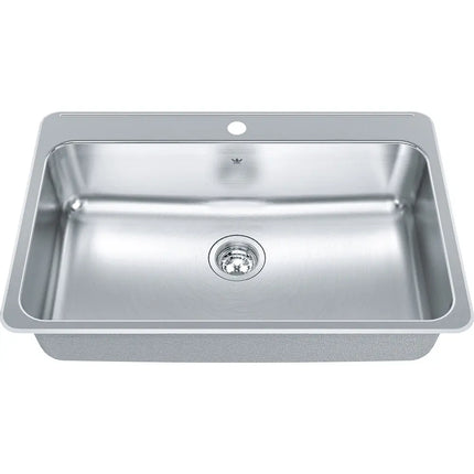 Kindred 31.25" x 20.5" Single Hole Single Bowl Drop-in Sink Stainless Steel QSLA2031-8-1 Kindred