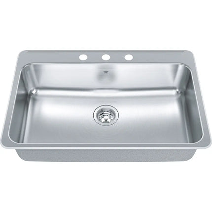 Kindred 31.25" x 20.5" 3-Hole Single Bowl Drop-in Sink Stainless Steel QSLA2031-8-3 Kindred