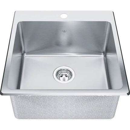 Kindred Steel Queen 20.13" x 20.56" 1-Hole Single Bowl Dual Mount Laundry Sink Stainless Steel QSLF2020-10-1 Kindred