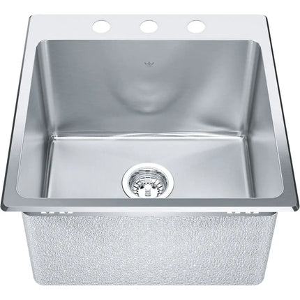 Kindred Steel Queen 20.13" x 20.56" 3-hole Single Bowl Dual Mount Sink Stainless Steel QSLF2020-12-3 Kindred
