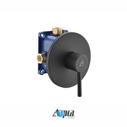 Kube Bath Aqua Rondo by Kubebath 1-way Rough-in Valve With Cover Plate and Handle – Black Kube Bath