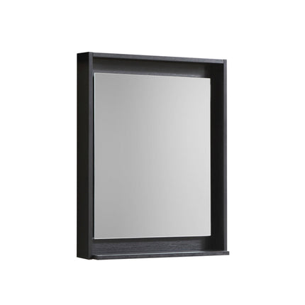 Kube Bath 24" Wide Framed Mirror With Shelf – Black Kube Bath