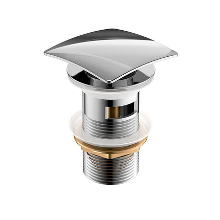 Kubebath Solid Brass Construction Square Pop-up Drain With Chrome Finish – With Overflow Kube Bath
