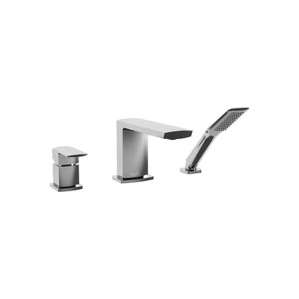 Kalia Grafik 3-Piece Deck Mount Tub Filler with Hand Shower- Chrome Kalia