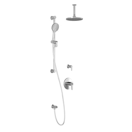 Kalia KONTOUR T2 AQUATONIK T/P Shower Kit System with Vertical Ceiling Arm and 8" Round Rain Shower Head- Chrome Kalia