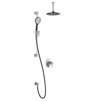 Kalia KONTOUR TCD1 (Valve Not Included) AQUATONIK T/P Coaxial Shower System with Vertical Ceiling Arm- Black/Chrome Kalia