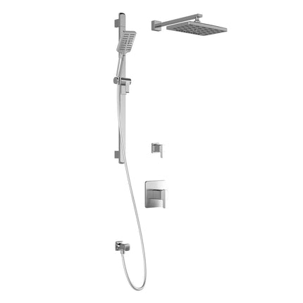 Kalia GRAFIK T2 PREMIA (Valves Not Included) AQUATONIK T/P Shower Kit System with Wall Arm 12" Rectangle Rain Shower Head- Chrome Kalia