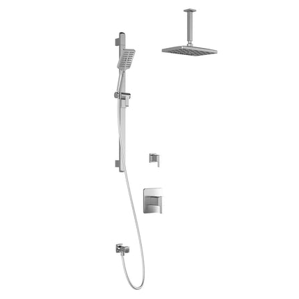 Kalia GRAFIK T2 PREMIA (Valves Not Included) AQUATONIK T/P Shower Kit System Vertical Ceiling Arm 12" Rectangle Rain Shower Head- Chrome Kalia