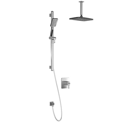 Kalia GRAFIK TCD1 PREMIA (Valve Not Included) AQUATONIK T/P Coaxial Shower System with Vertical Ceiling Arm- Chrome/Black Kalia