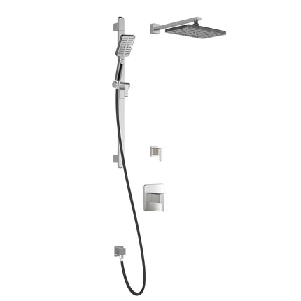 Kalia GRAFIK TD2 PREMIA AQUATONIK T/P Shower Kit System with Wall Arm and 12" Rectangle Rain Shower Head- Chrome/Black Kalia