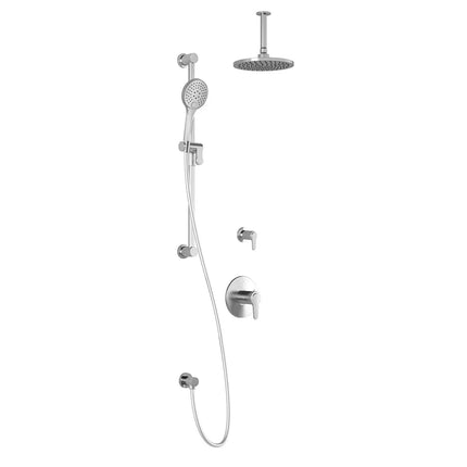 Kalia KONTOUR TD2 AQUATONIK T/P Shower Kit System with Vertical Ceiling Arm and 8" Round Rain Shower Head- Chrome Kalia