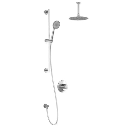 Kalia CITÉ PB4 (Valve Not Included) Pressure Balance Shower System With Round Shower Head and Round Hand Shower Vertical Ceiling Arm -Chrome Kalia
