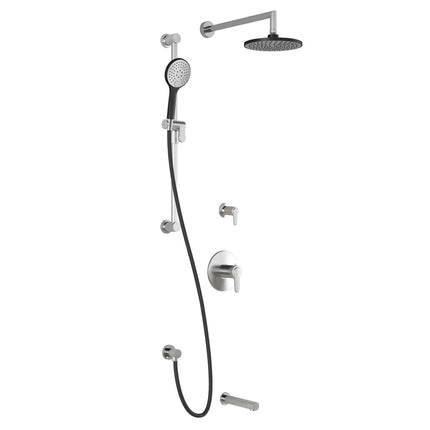 Kalia KONTOUR TD3 (Valves Not Included) AQUATONIK T/P Shower System with Wall Arm- Black/Chrome Kalia