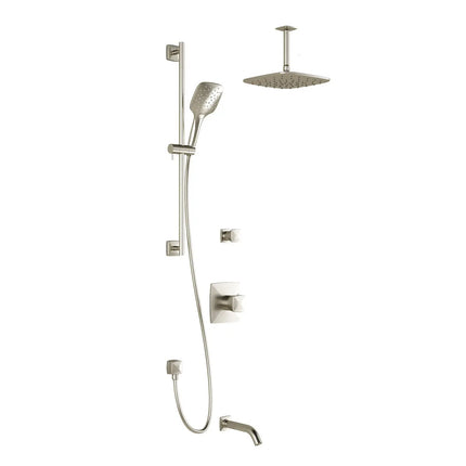 Kalia UMANI TD3 PLUS (Valves Not Included) AQUATONIK T/P Shower System with Vertical Ceiling Arm- Brushed Nickel PVD Kalia