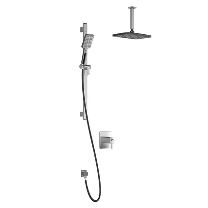 Kalia GRAFIK TCD1 PREMIA AQUATONIK T/P Coaxial Shower System with Vertical Ceiling Arm- Chrome/Black Kalia